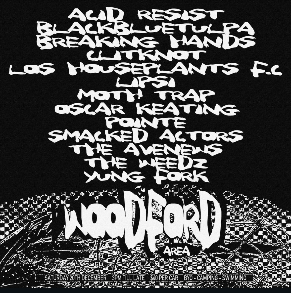 run amok presents: acid resist + blackbluetulpa + breaking hands + clitknot + los houseplants f.c + lipsi + moth trap + oscar keating + pointe + smacked actors + the avenews + the weeds + yung fork