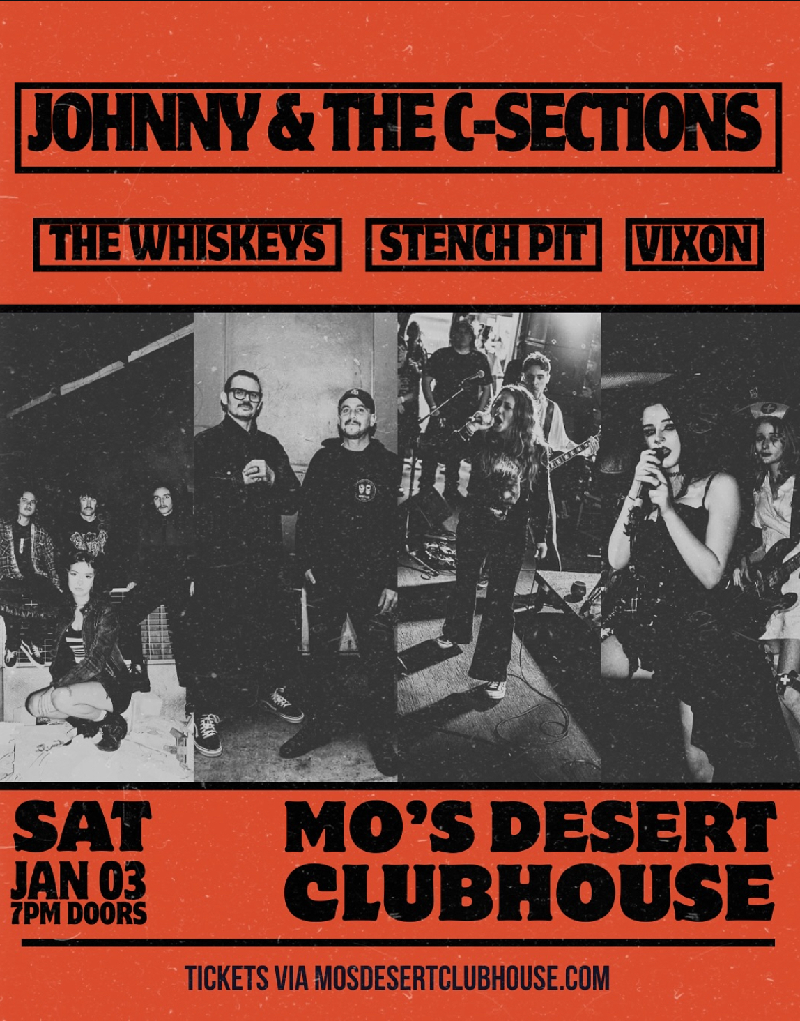Johnny & The C-Sections, The Whiskeys, Stench Pit and Vixon