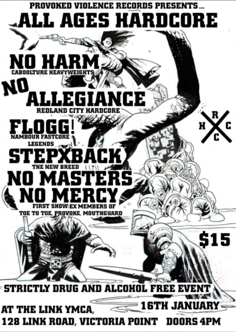 Provoke Violence Records presents All Ages Hardcore ft. No Harm, No Allegiance, Flogg, Stepxback and No Masters No Mercy