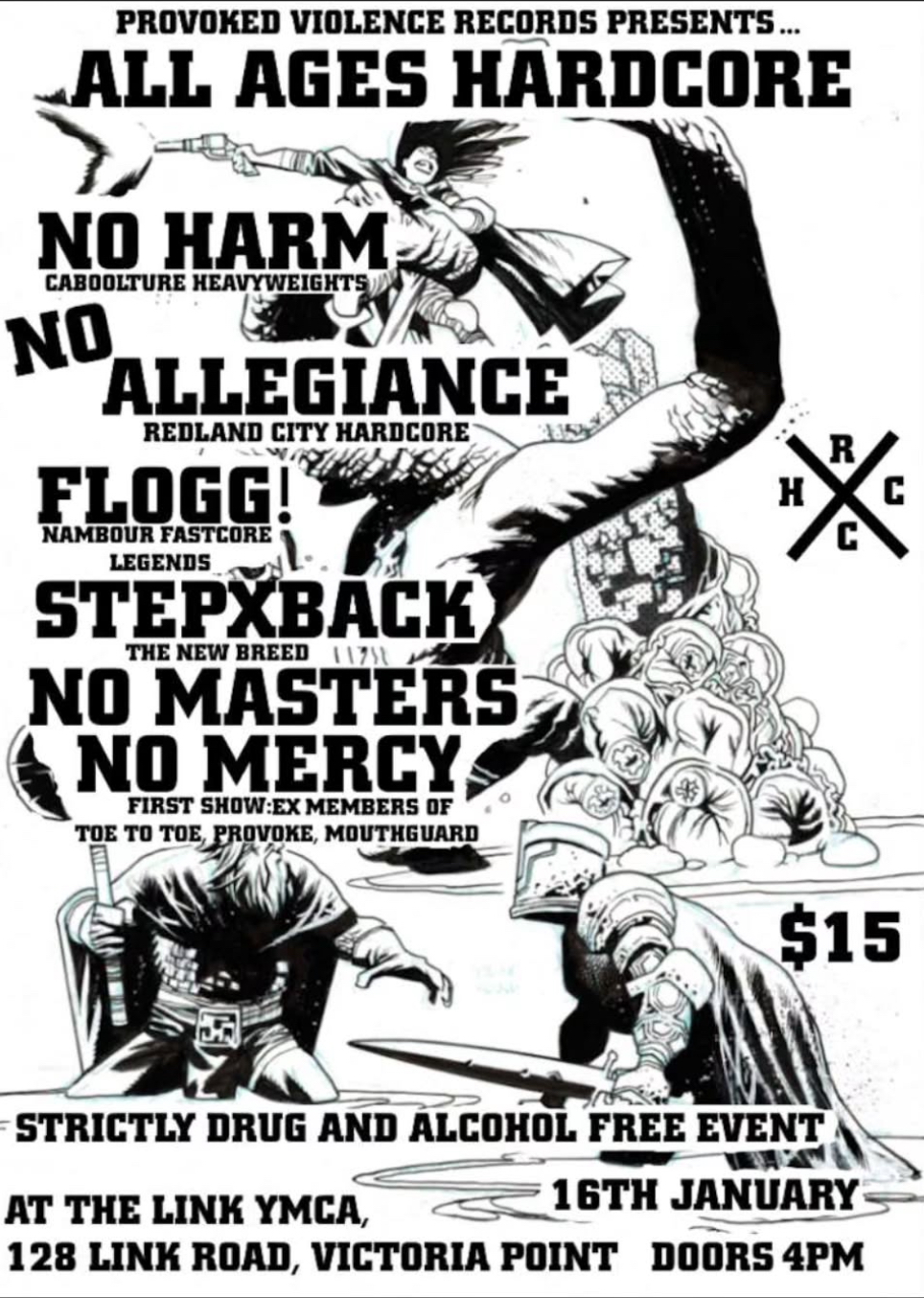 Provoke Violence Records presents All Ages Hardcore ft. No Harm, No Allegiance, Flogg, Stepxback and No Masters No Mercy