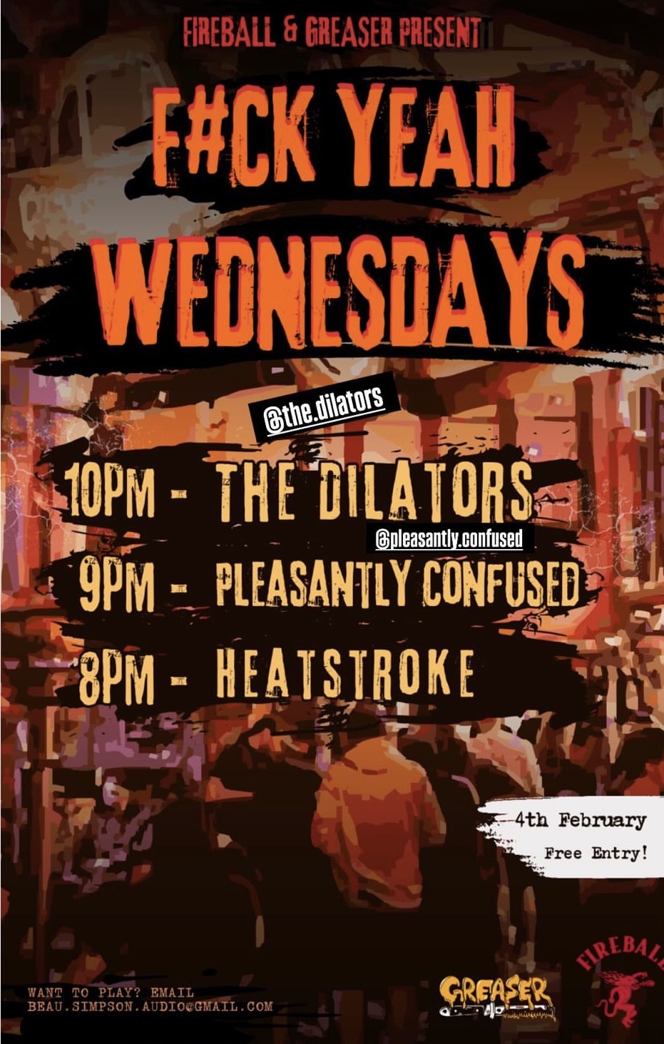 Fuck Yeah Wednesdays ft. Heatstroke + Pleasantly Confused + The Dilators (FREE)