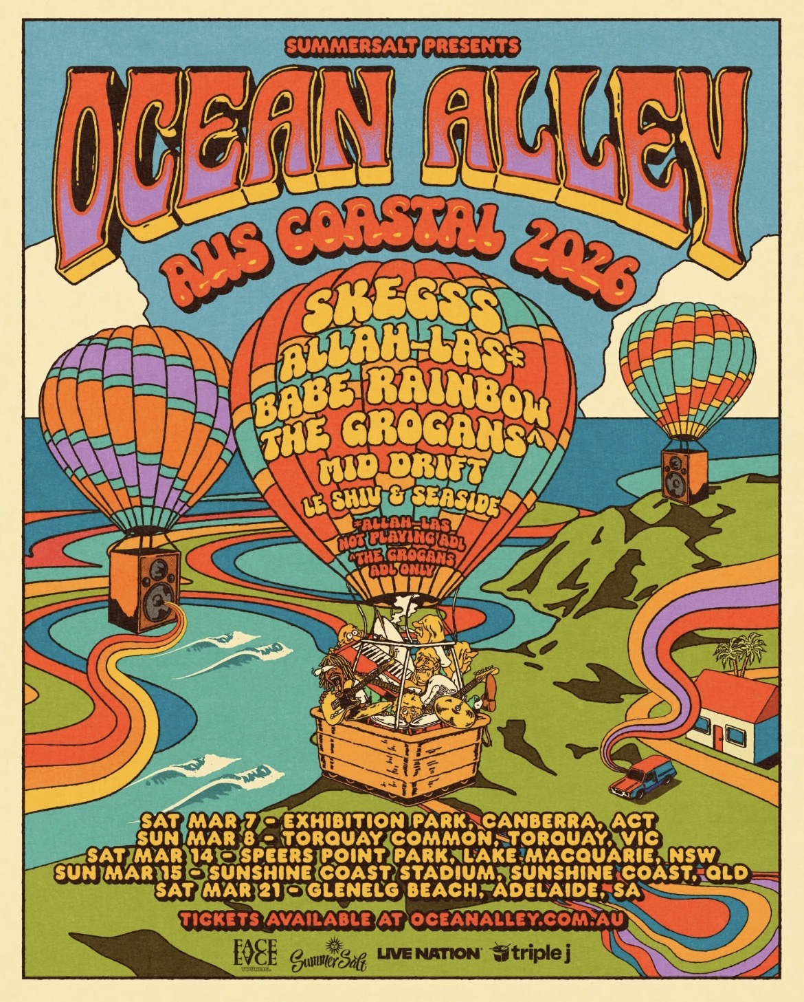 Ocean Alley + Skeggs + Babe Rainbow + Mid Drift + more