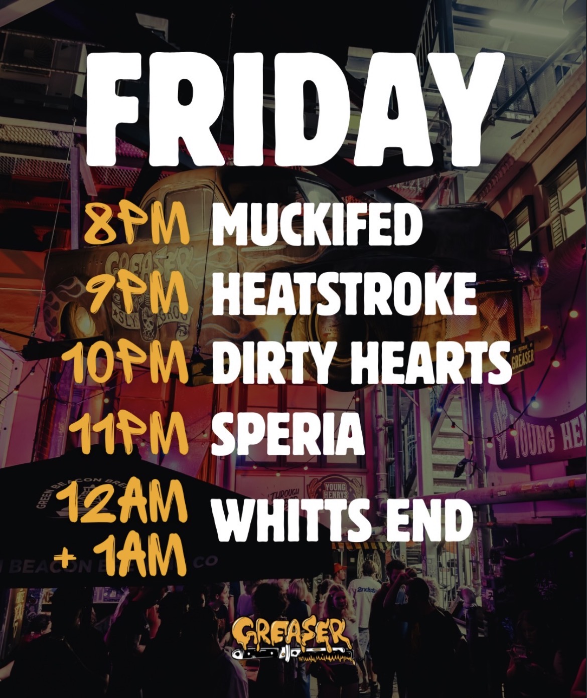 Whitts End + Speria + Dirty Hearts + Heatstroke + Muckifed (FREE ENTRY)
