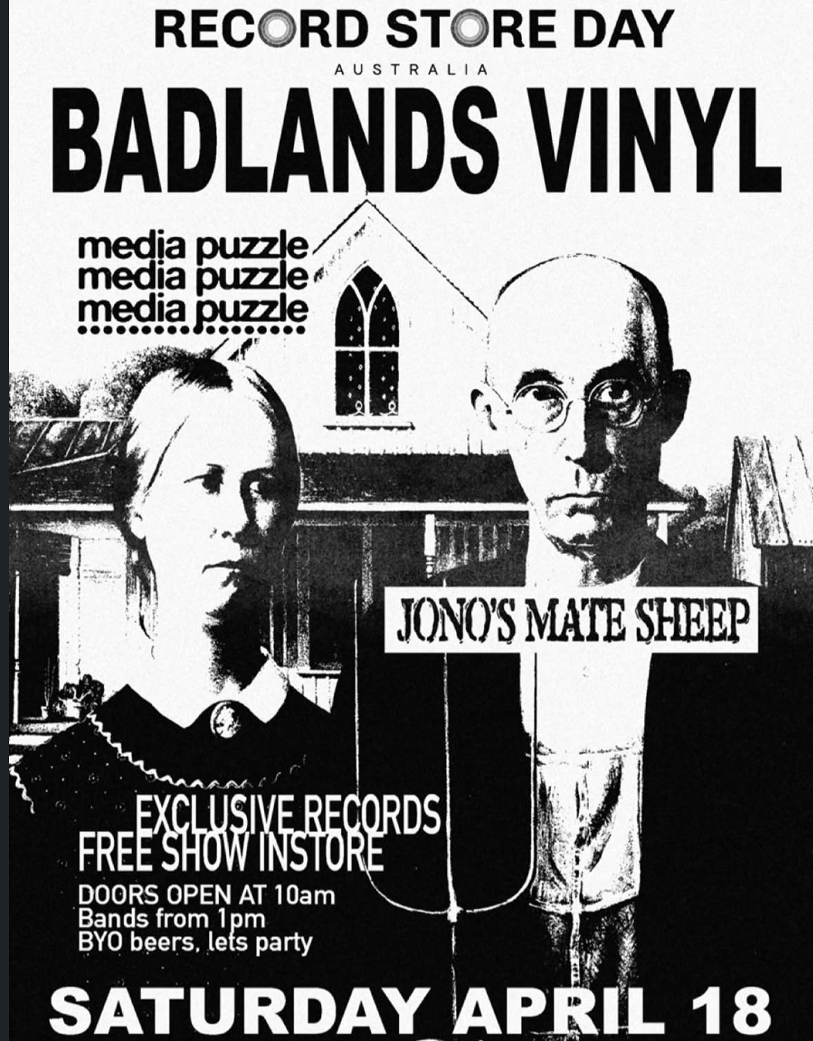 Record Store Day at Badlands Vinyl ft. Media Puzzle and Jonos Mate Sheep (FREE ENTRY)