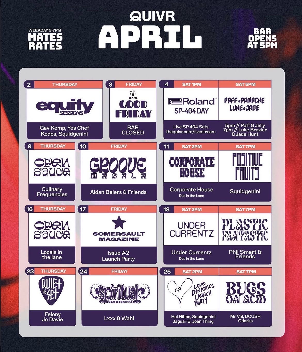 EQUITY SESSIONS w/ Gav Kemp, Kodos, Yes Chef, Squidgenini