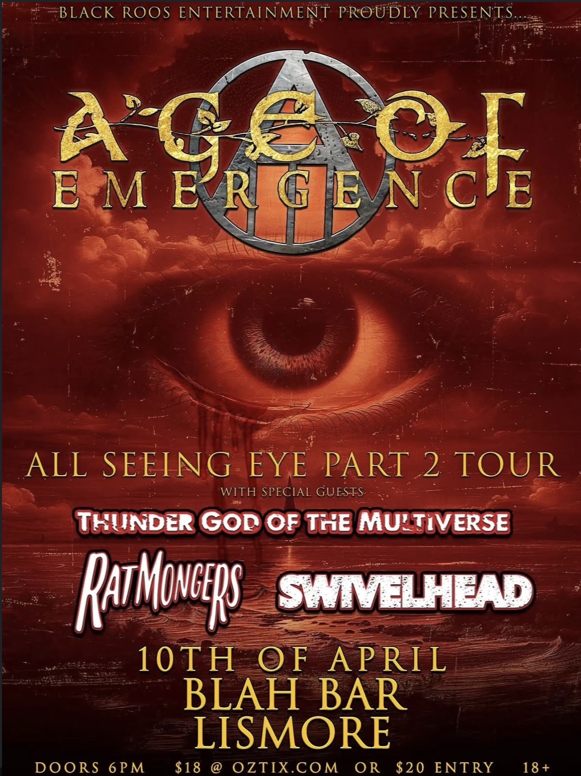 Age of Emergence "The All Seeing Eye: Part 2" Tour with Thundergod Of The Multiverse, Suede Skin, Ratmongers & Swivelhead