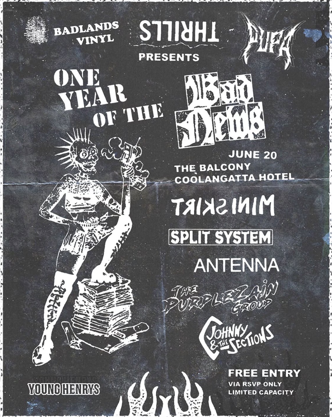 One Year of The Bad News ft. Miniskirt, Split System, Antenna, The Purplezain Group, and Johnny and The C Sections (FREE ENTRY VIA REGISTRATION)