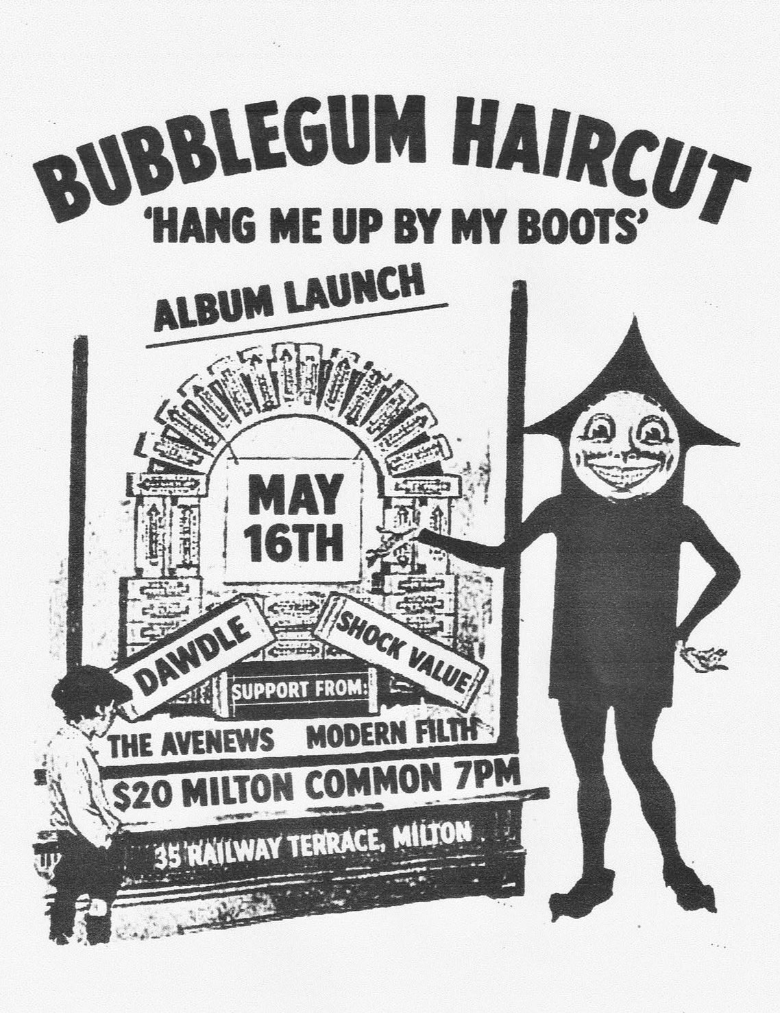 Bubblegum Haircut ‘Hang Me Up By My Boots’ Album Launch with support from Dawdle, Shock Value, The Avenews and Modern Filth