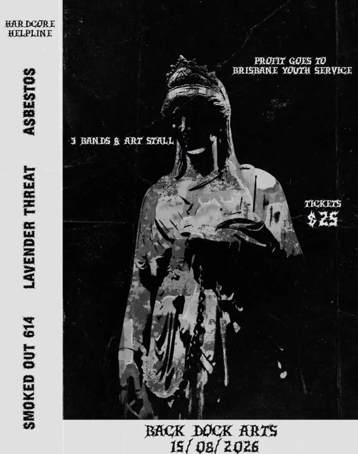 Hardcore Helpline presents: Asbestos + Lavender Threat + Smoked Out 614 (A Fundraiser for Open Doors Youth Service)