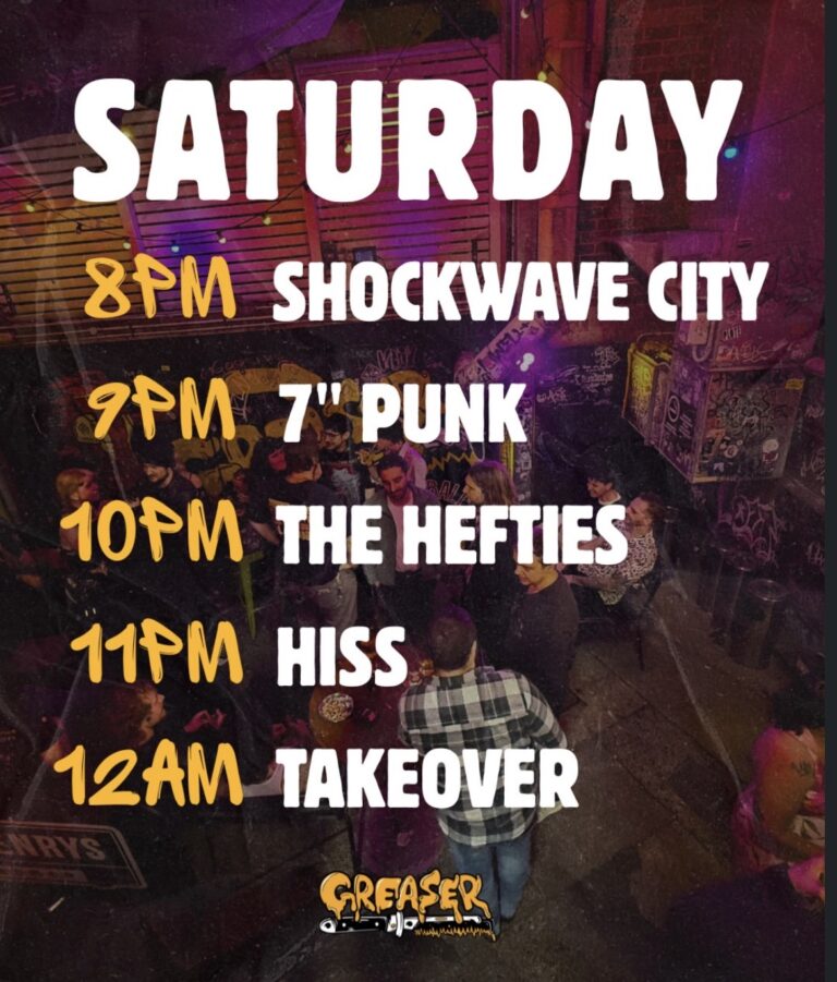 Takeover, Hiss, The Hefties, 7” punk and Shockwave City (FREE ENTRY)