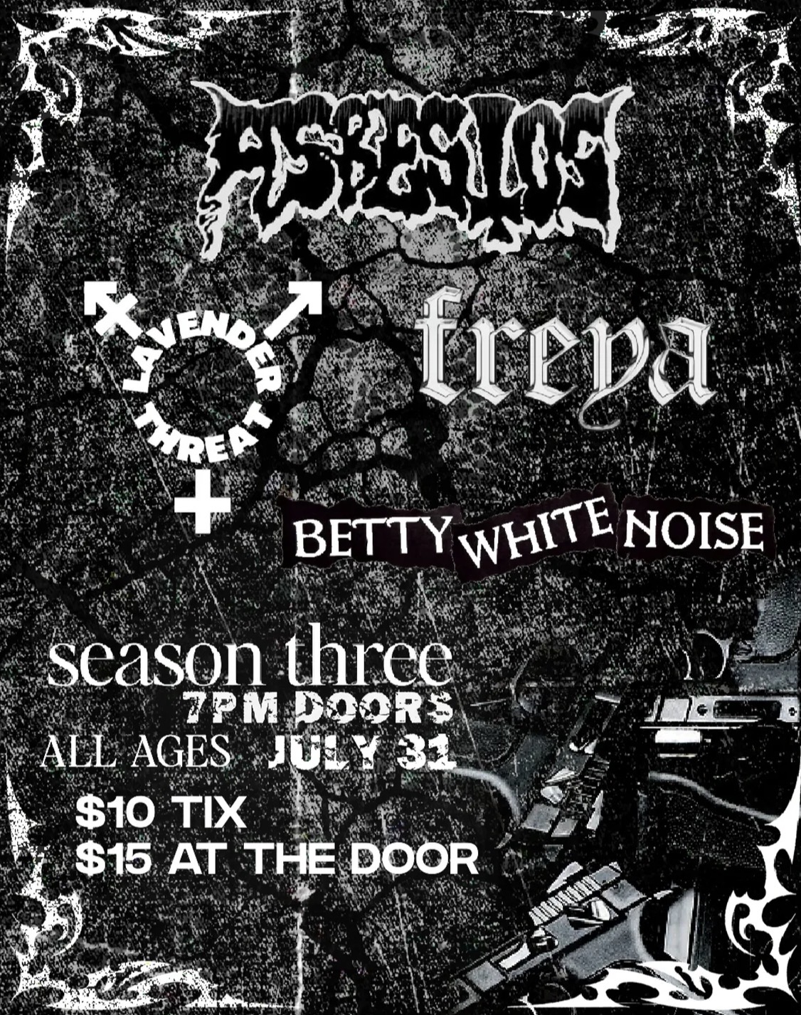 Asbestos, Lavender Threat, Freya and Betty White Noise