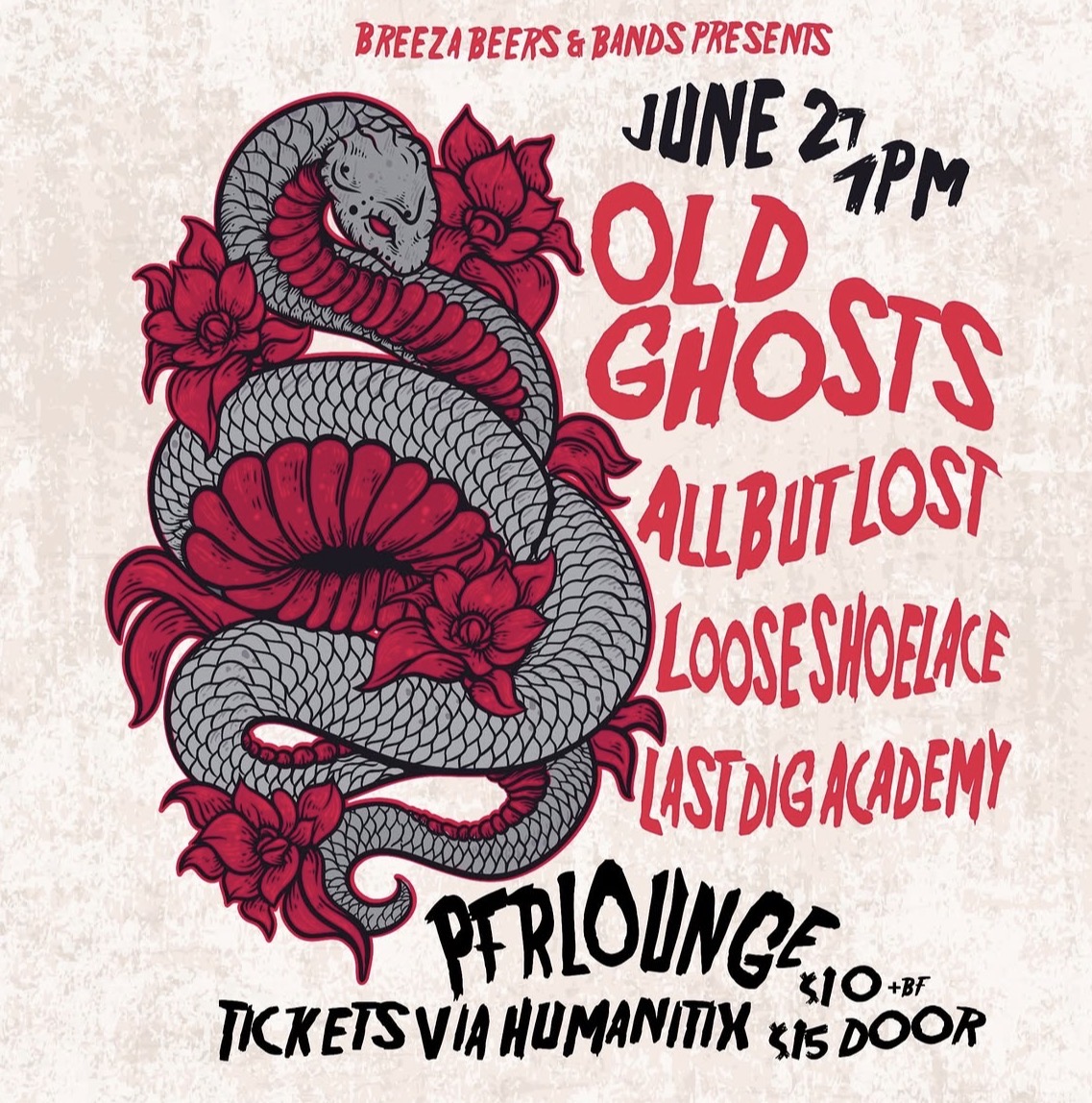 Breeza Beers & Bands presents: Old Ghosts, All But Lost, Loose Shoelace, and Last Dig Academy