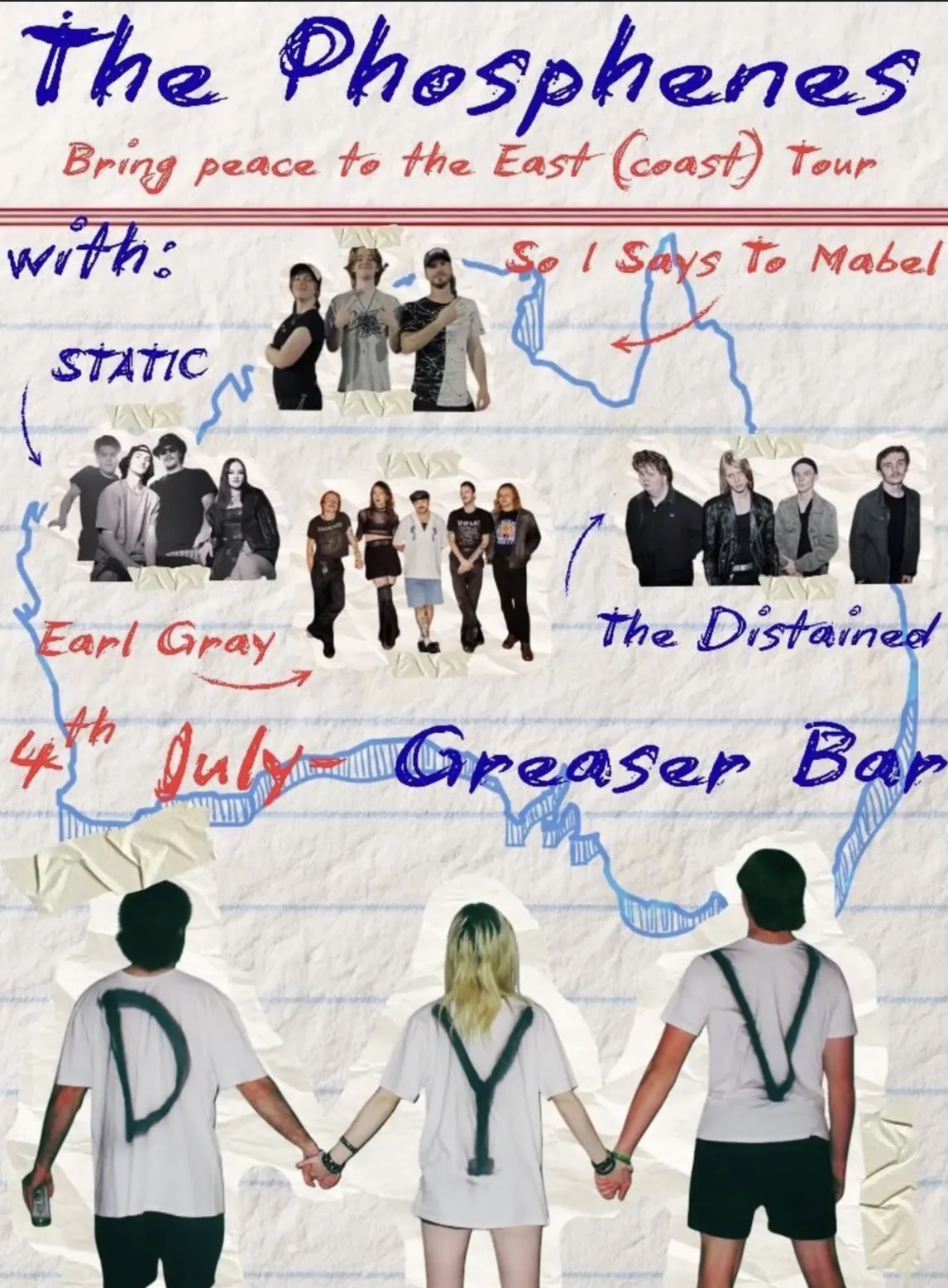 the phosphenes ‘bring peace to the east (coast) tour’ with support from static, so i says to mabel, earl grey and the distained 