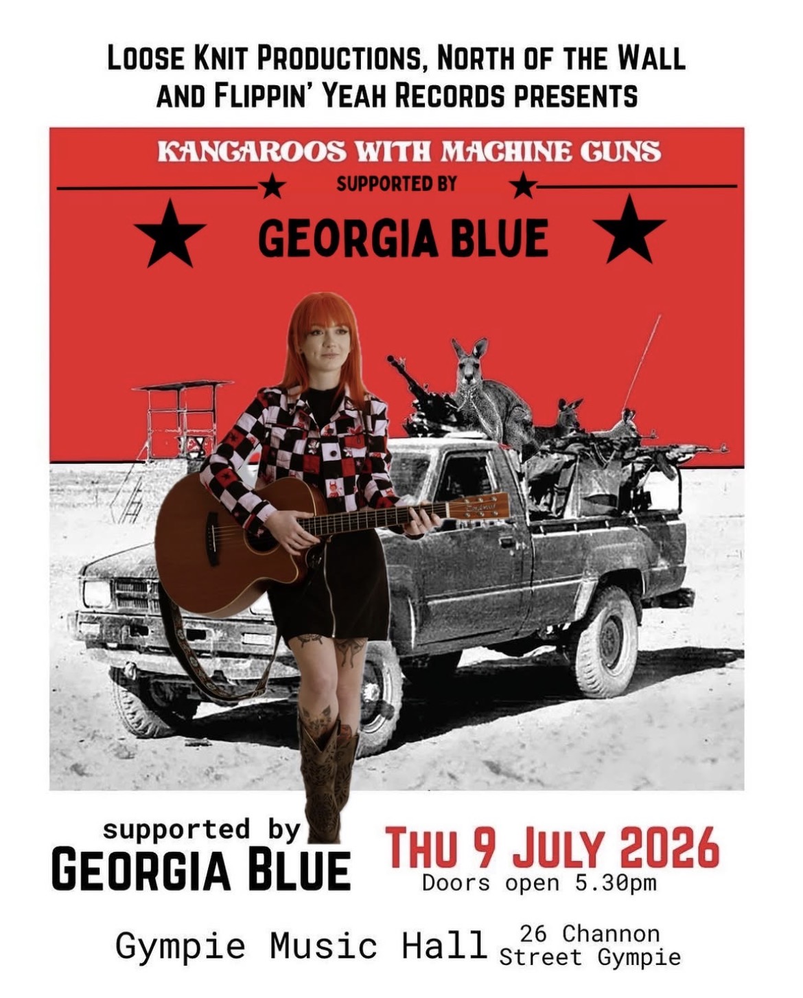 kangaroos with machine guns with support from georgia blue 