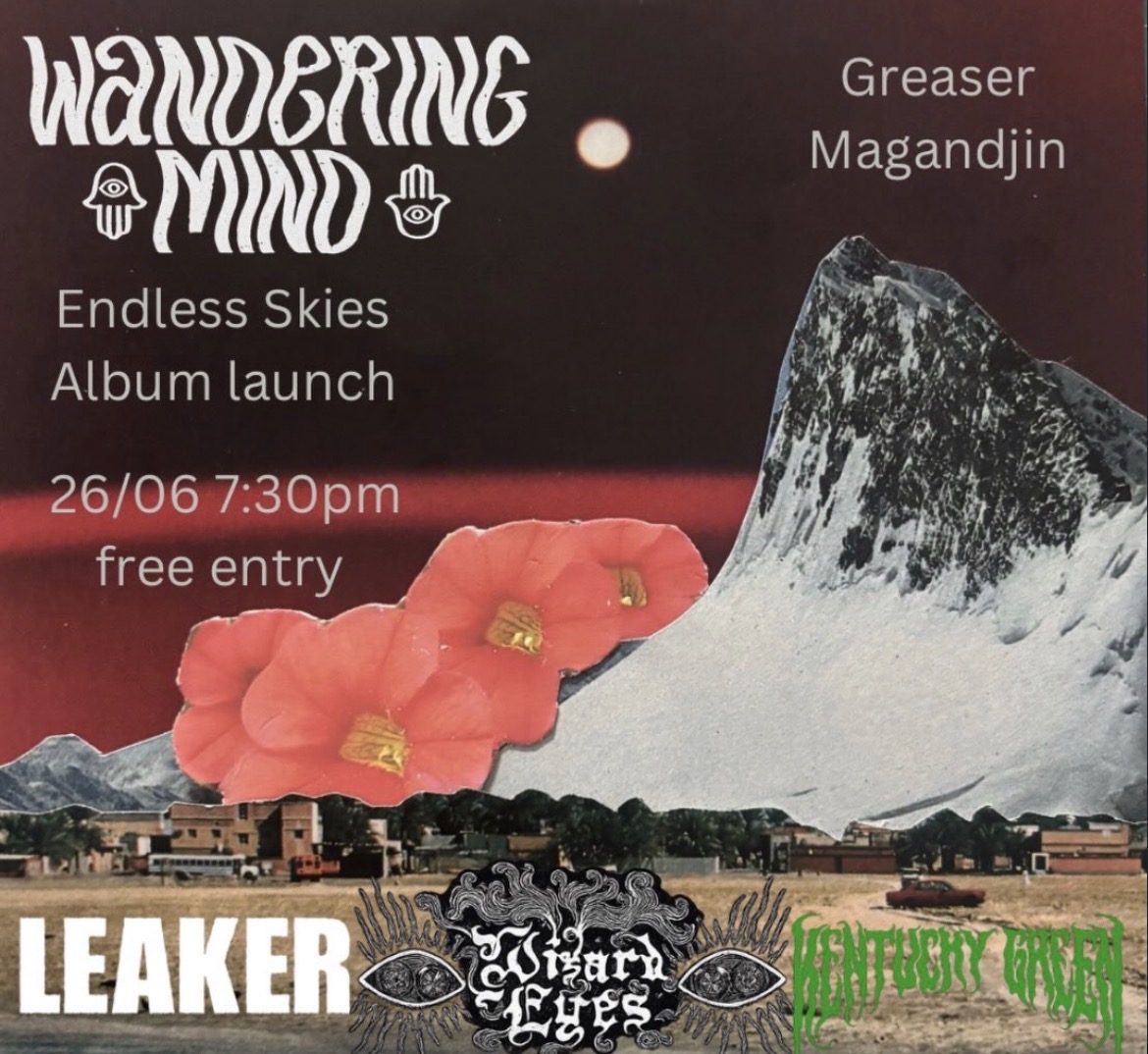 wandering mind ‘endless skies’ album launch  with support from leaker, wizard eyes, and kentucky green (free entry)