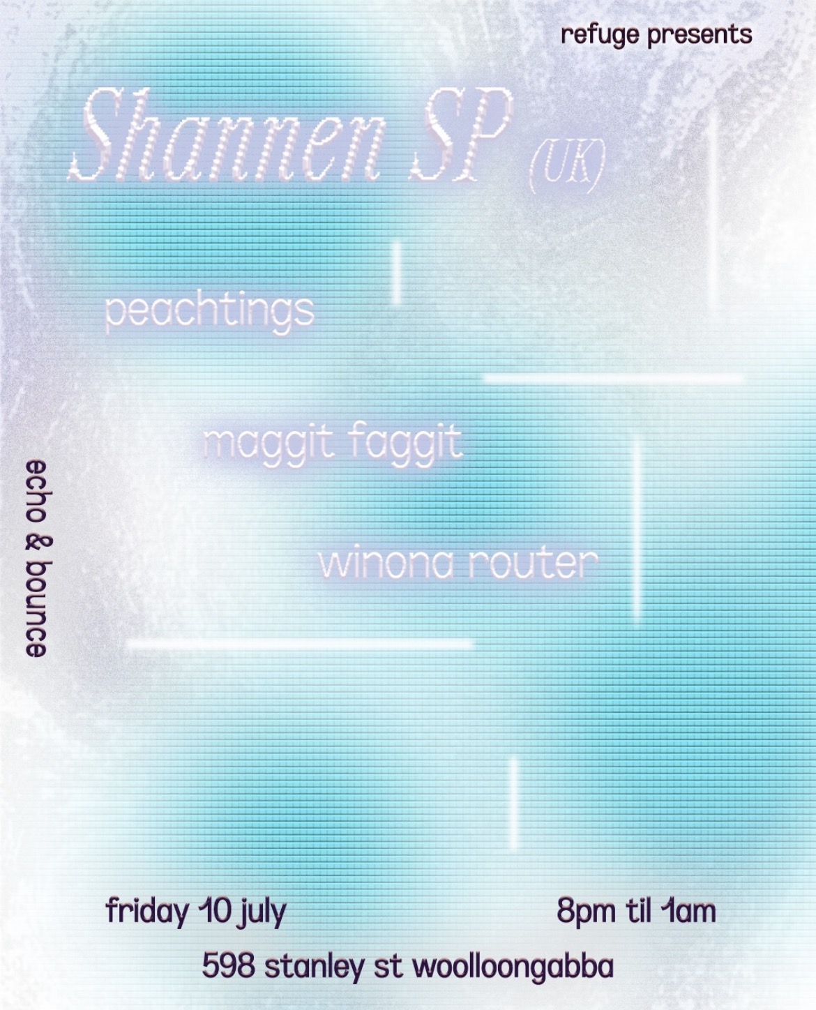 Refuge presents: Shannon SP (UK) W/ Peachtings, Maggit Faggit & Winona Router