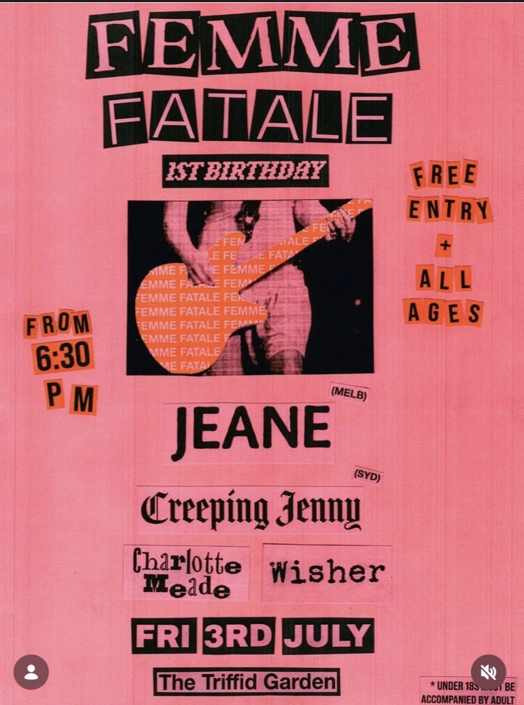 femme fatale 1st birthday ft. jeane, creeping jenny, charlotte meade, and wisher (free entry)