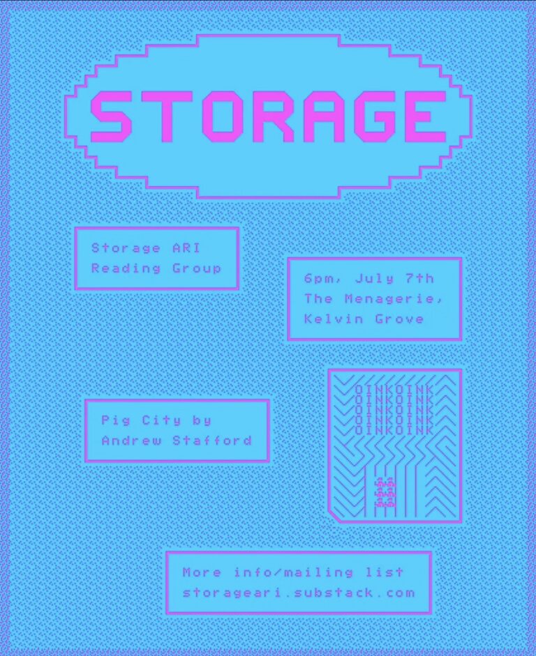 Storage ARI Reading Group: Pig City by Andrew Stafford (Free Entry)