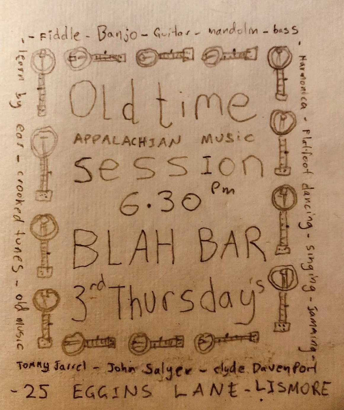 old time appalachian music session (free entry, byo instrument)