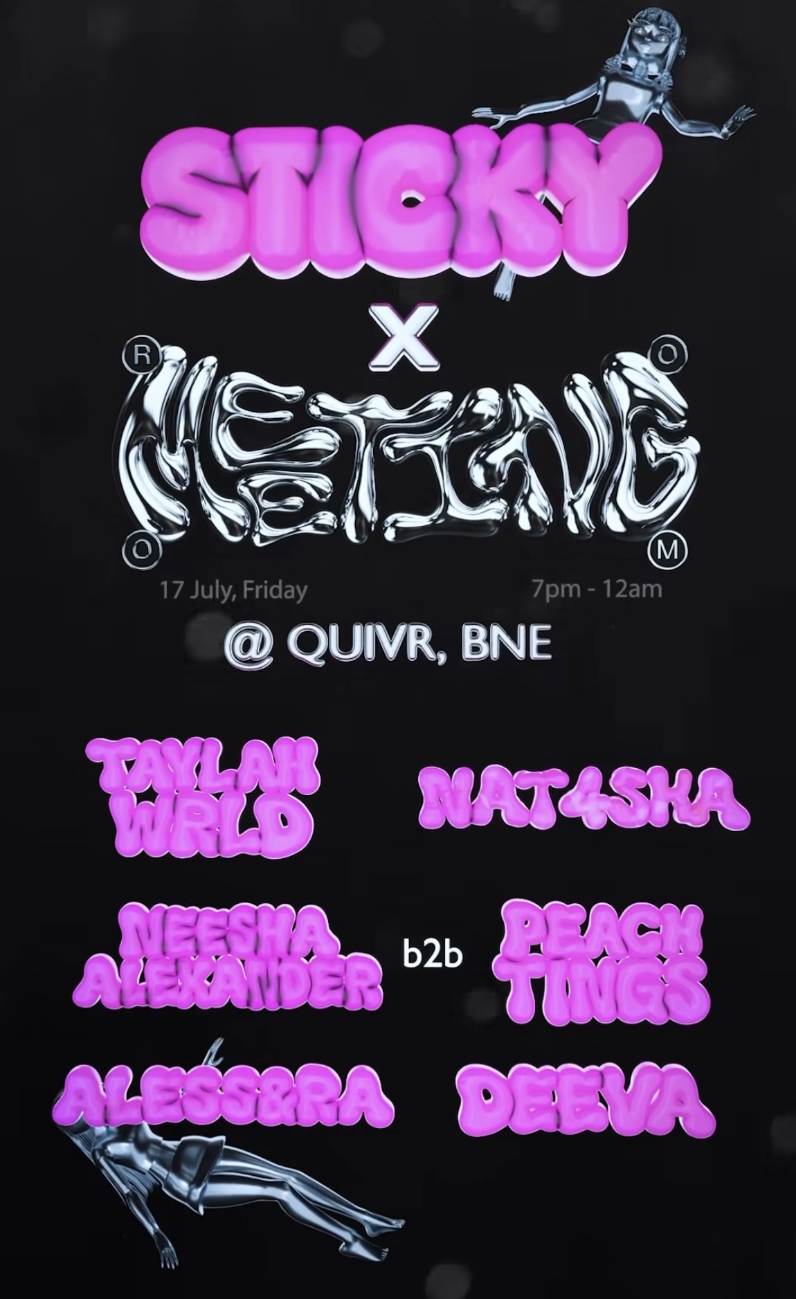 Sticky x Meeting Room presents: Taylah Ward, Nat4sha, Neesha Alexander b2b Peach Tings, Aleggera and Deeva (Free Entry)