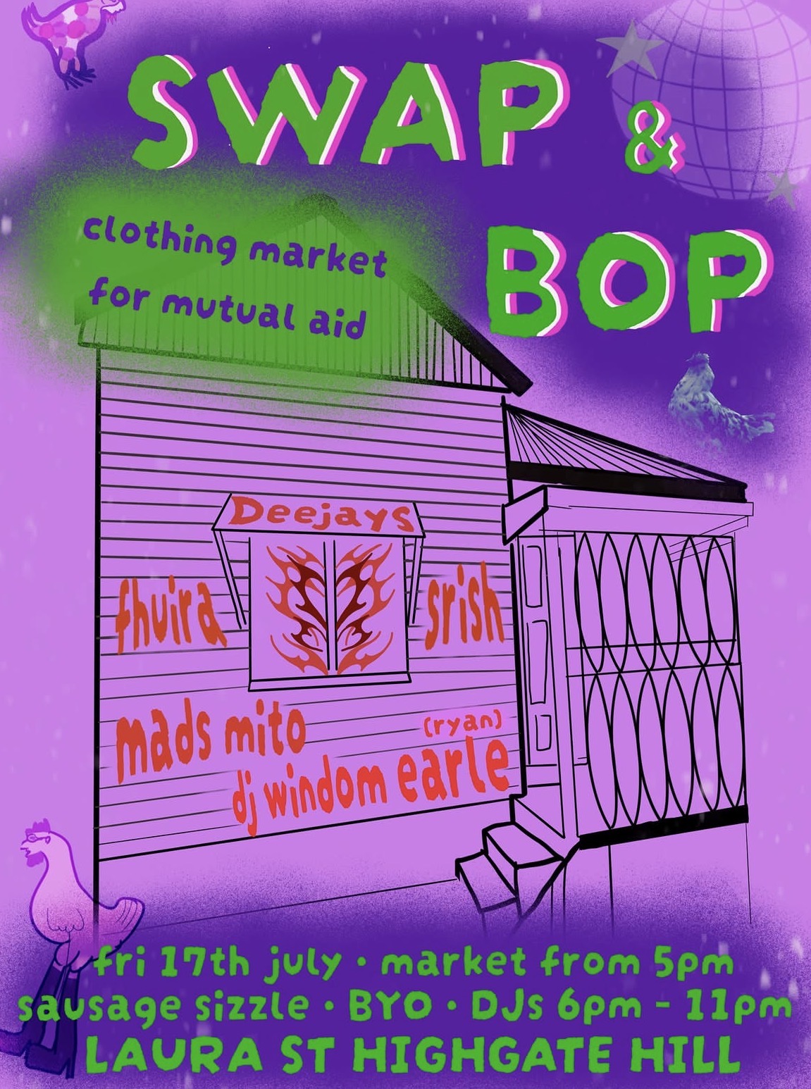 swap and bop: clothing market for mutual aid with dj’s fhuira, srish, mads milo and and wisdom earle (free entry)
