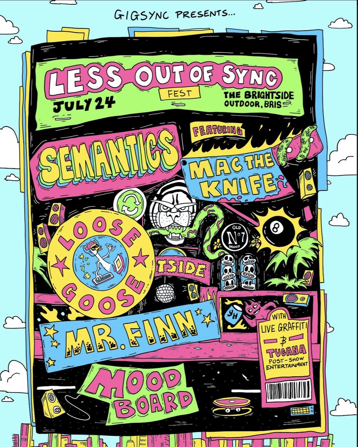 Presented by GigSync LESS OUT OF SYNC Festival with special guests Mac The Knife and Semantics