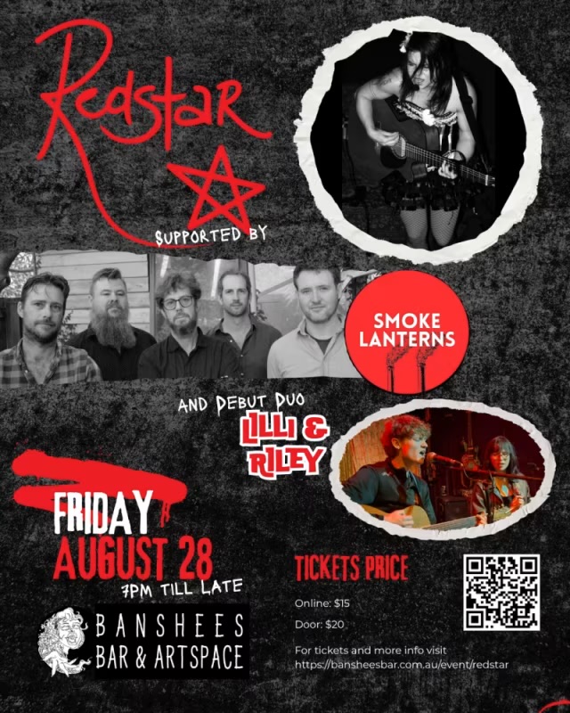 Redstar Presents: An Evening of Alternative Folk, Rock & Storytelling at Banshees Bar with Redstar, Smoke Lanterns and Lilli & Riley