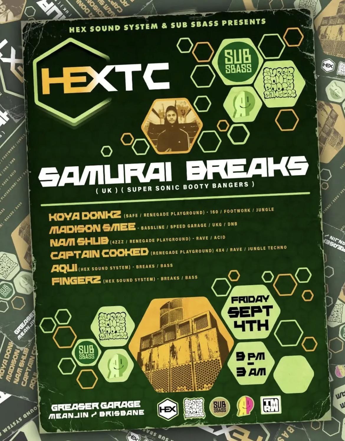 HEX Sound System & Sub sbass SAMURAI BREAKS (UK / Super Sonic Booty Bangers) // BRISBANE