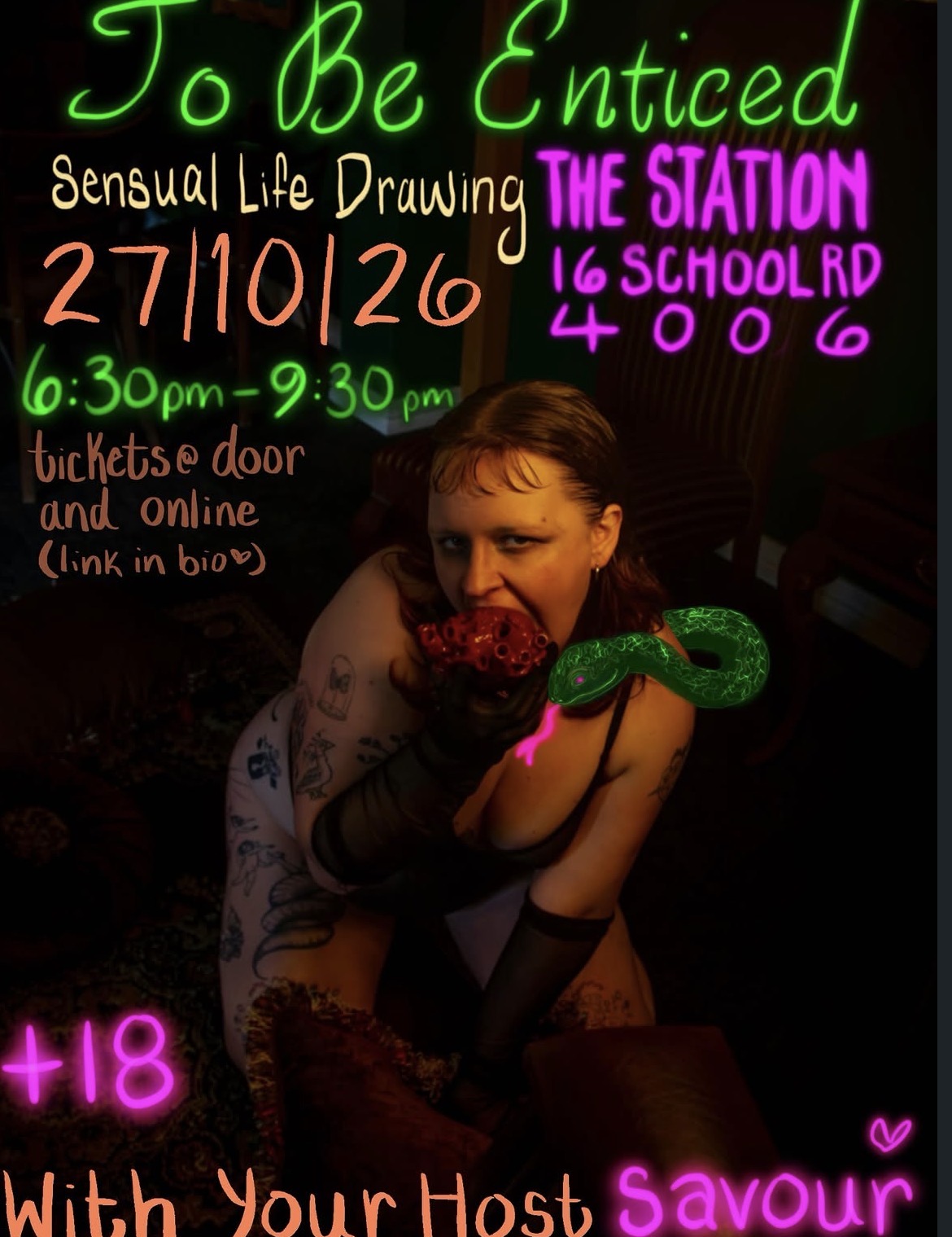 To Be Enticed: Sensual Life Drawing with Your Host Savour